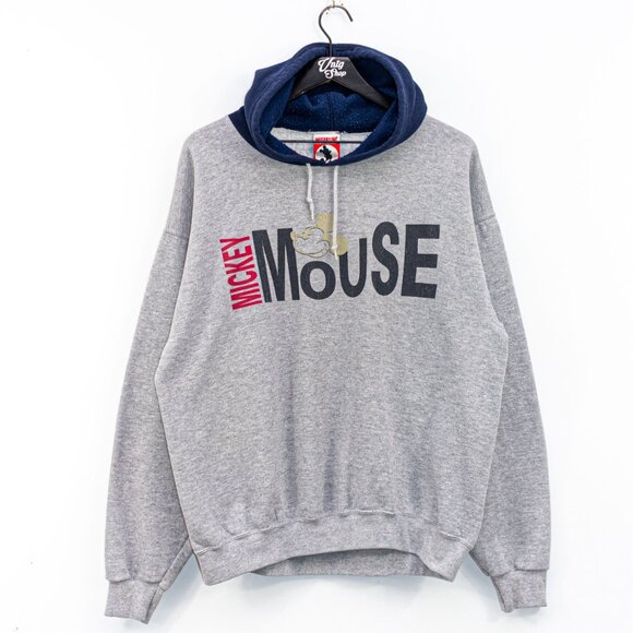 Mickey Inc Mickey Mouse Spell Out Color Block Hoodie Sweatshirt Large VTG 90s - Picture 1 of 11